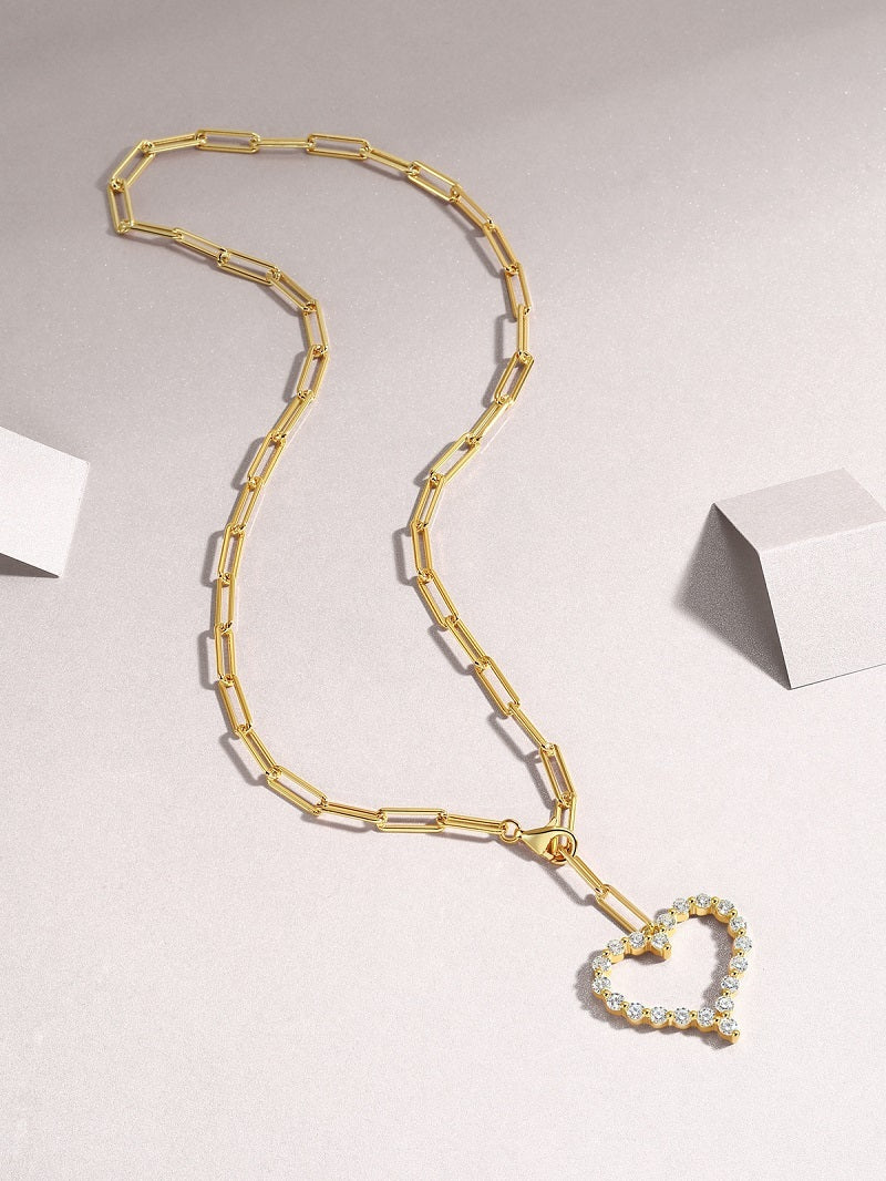 Heart's Wish - 13g Pure Silver Jewelry, Set With Small Moissanite S925 Sterling Silver And Gold-plated