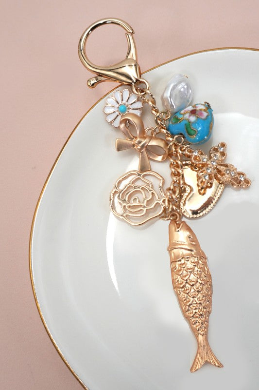 Bag Charm-ocean Porcelain Heart Fish Cross
Flower