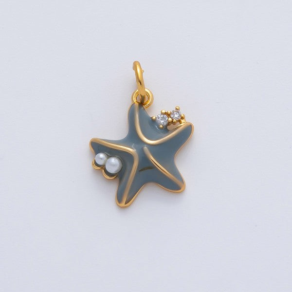 18k Gold Filled Shell Pearl Cz Grey Starfish
Charm