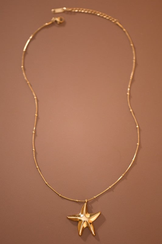 18K Gold Dipped Stainless Steel Beach Charm Necklace