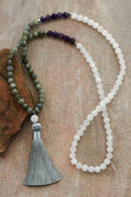 Natural Stone Long Beaded Necklace With Tassel
