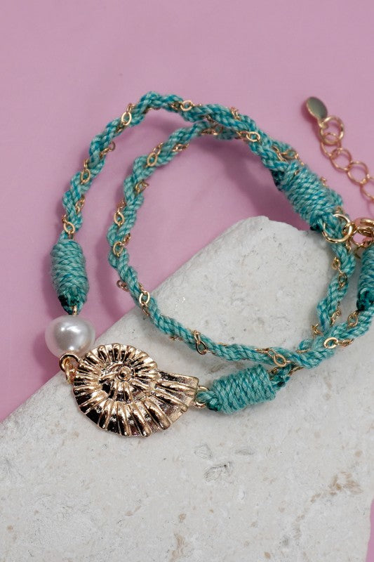 18k Stainless Steel Corded Charm Bracelet