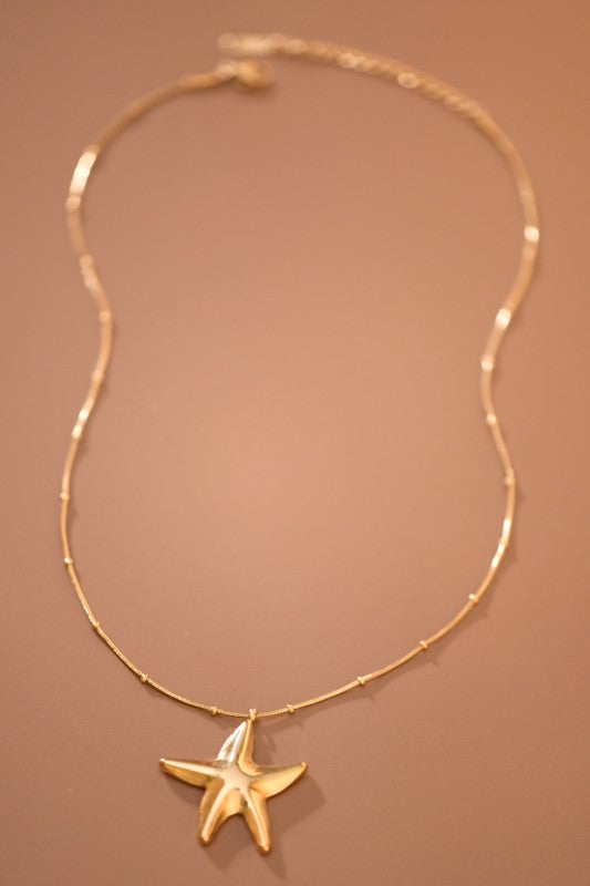 18K Gold Dipped Stainless Steel Beach Charm Necklace