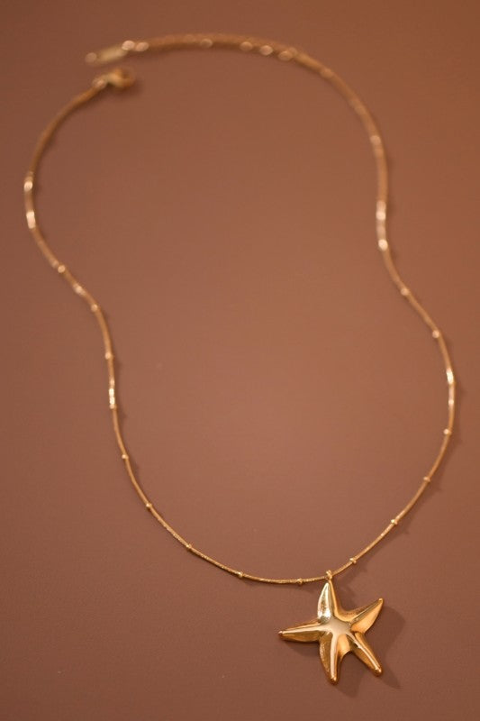 18K Gold Dipped Stainless Steel Beach Charm Necklace