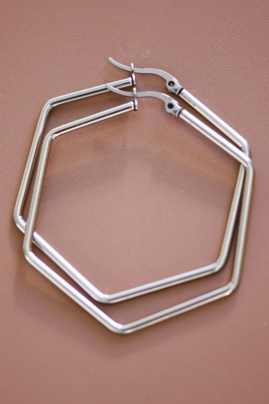 Hexagon Hoop Earrings