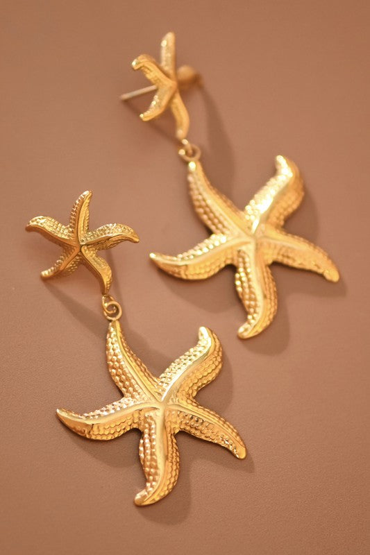 18K Coastal Glow Starfish Earrings