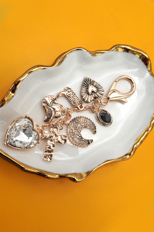 Bag Key Charm-heart Cross Western Boot