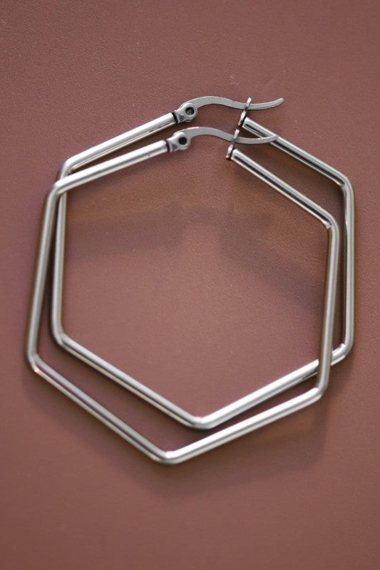 Hexagon Hoop Earrings