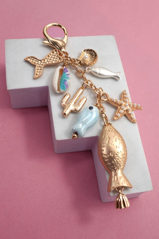 Bag Charm-sea Life Porcelain Fish Star Fish Fin