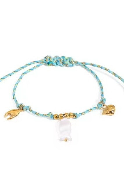 18k Stainless Steel Corded Charm Bracelet