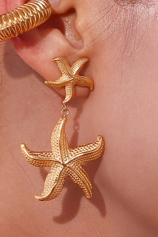 18K Coastal Glow Starfish Earrings