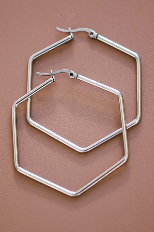 Hexagon Hoop Earrings