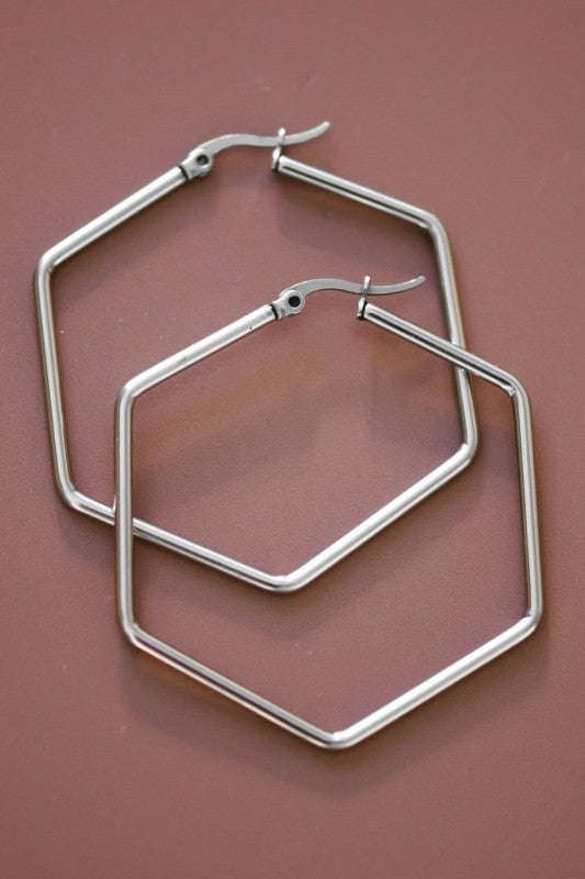 Hexagon Hoop Earrings