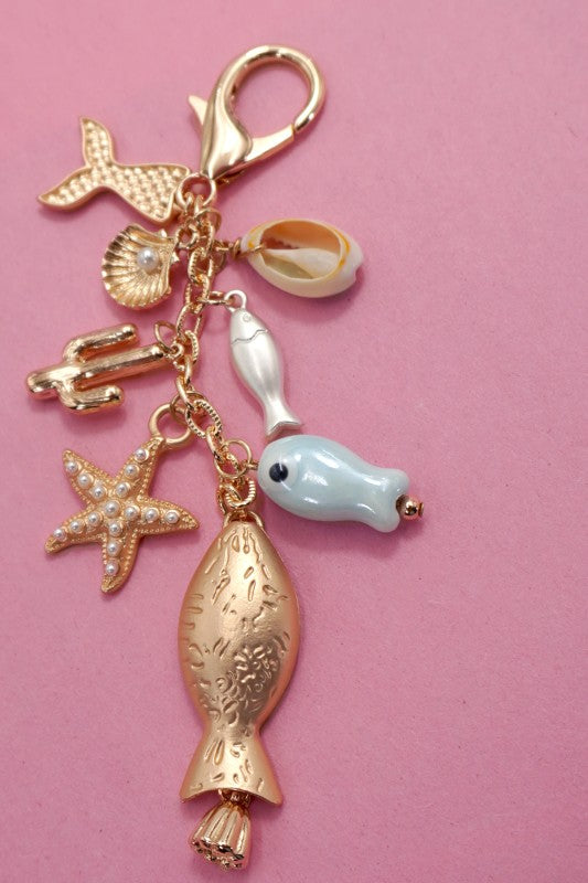 Bag Charm-sea Life Porcelain Fish Star Fish Fin
