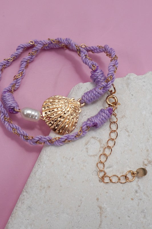 18k Stainless Steel Corded Charm Bracelet