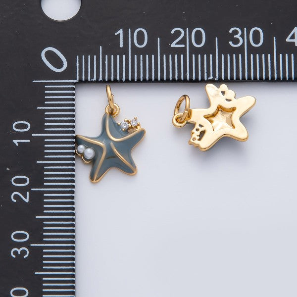 18k Gold Filled Shell Pearl Cz Grey Starfish
Charm