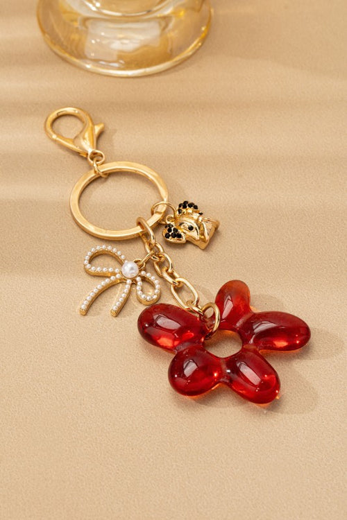 Bag Charm Key Chain-resin Floral Bow Dog