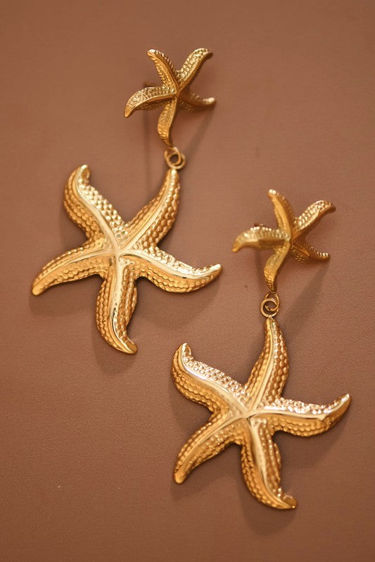 18K Coastal Glow Starfish Earrings