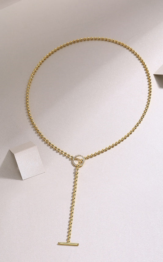 Light And Shadow - Set With Small Moissanite S925 Sterling Silver And Gold-plated Necklace